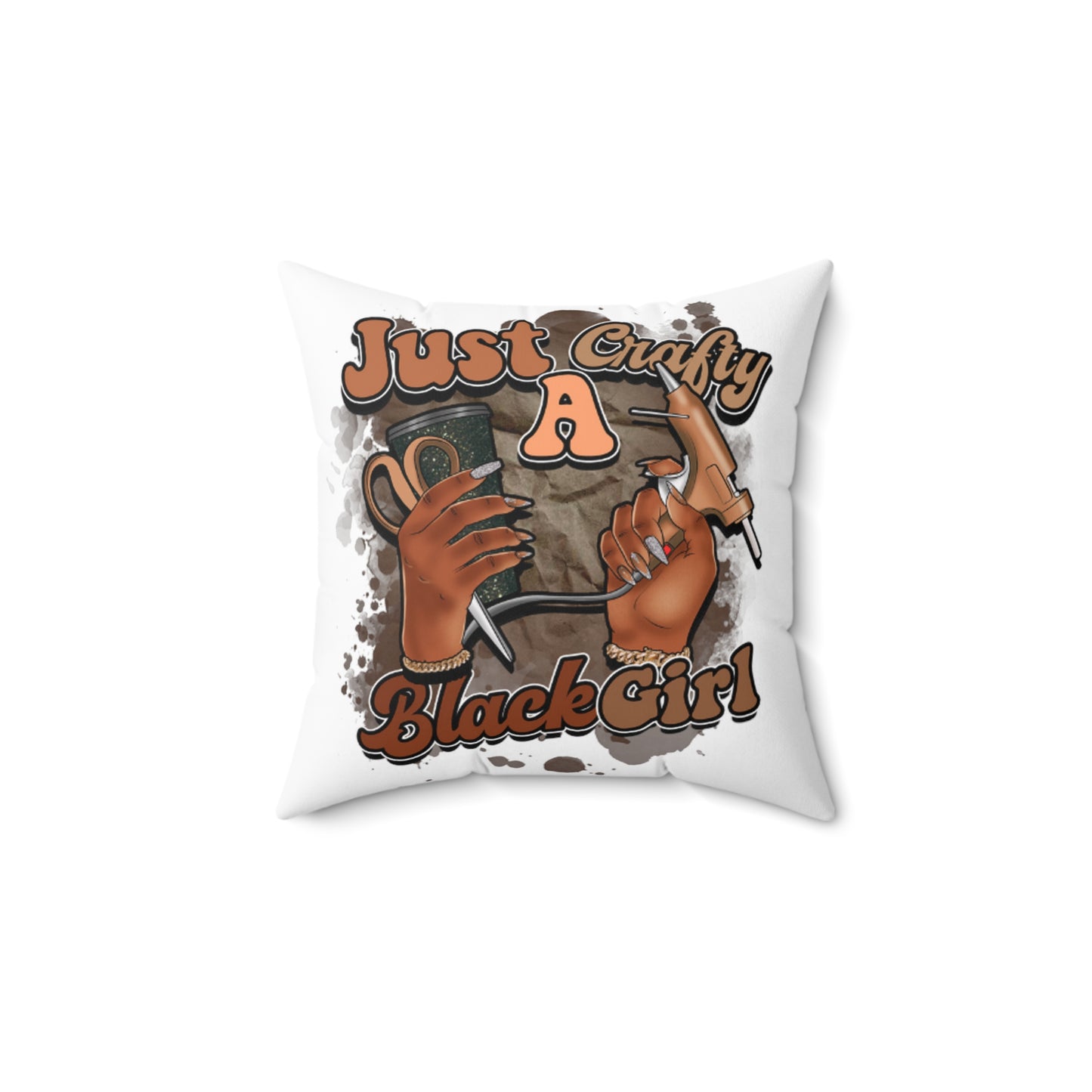 Crafty Balck Girl Polyester Square Pillow