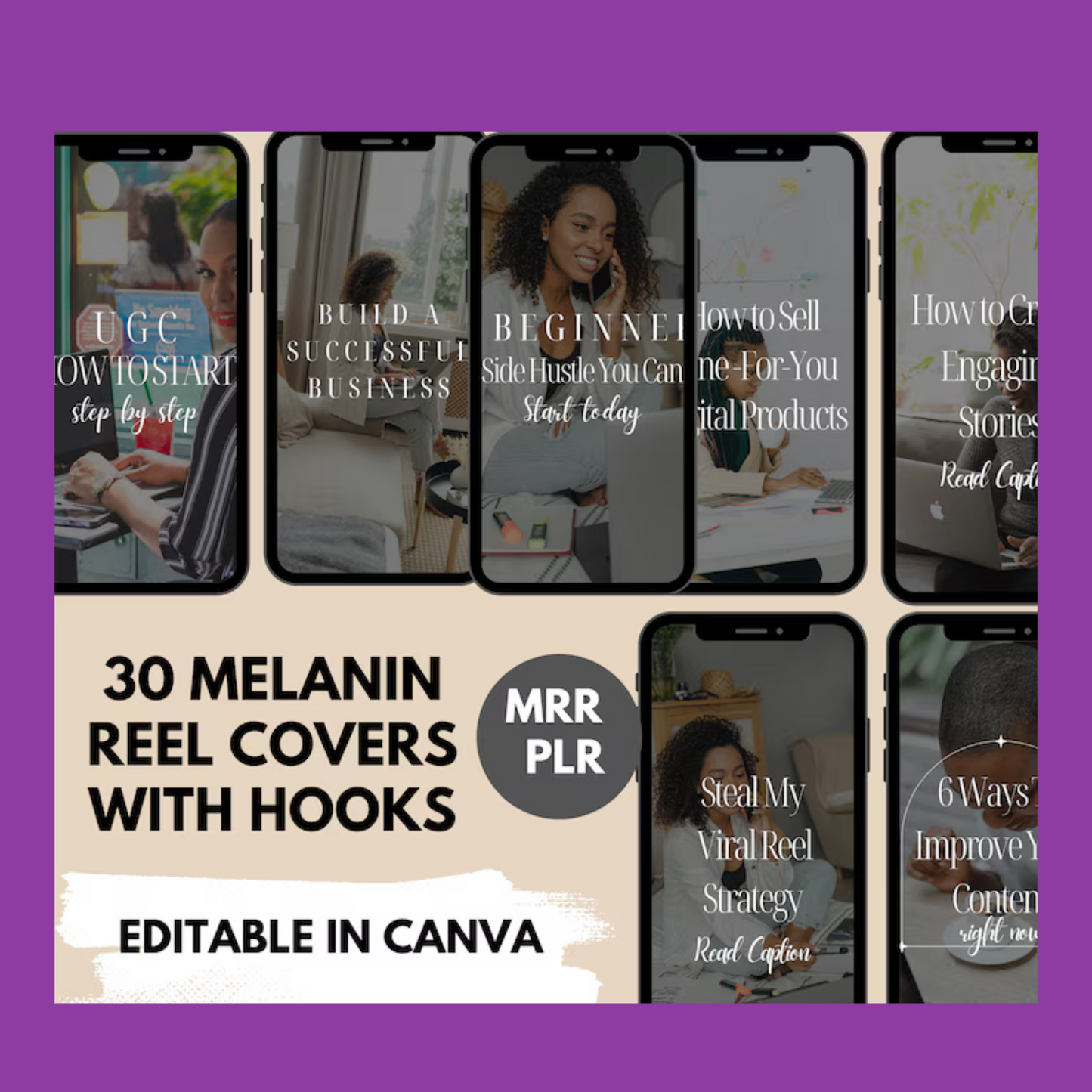 30 Melanin Reel Covers for Instagram with Hooks