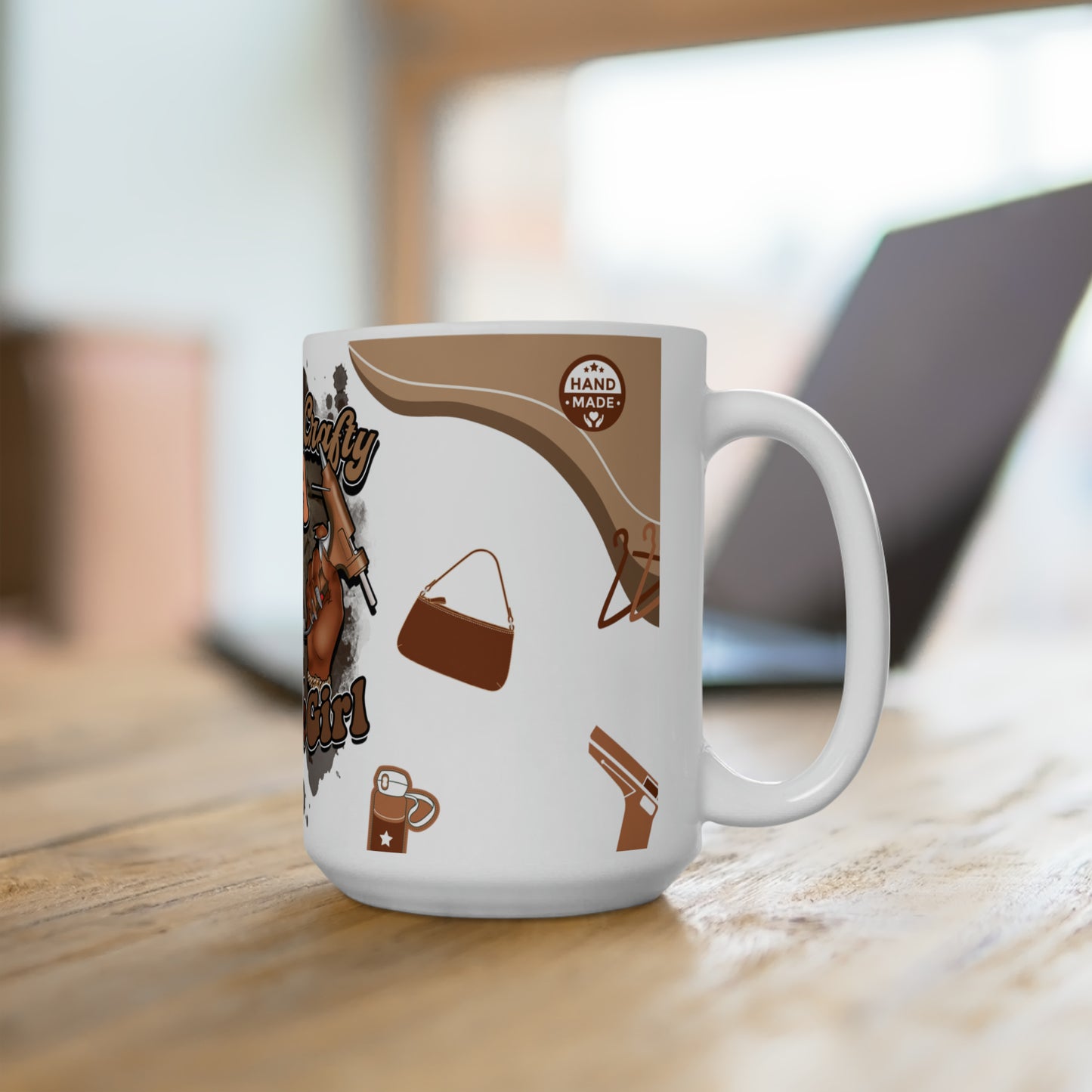 Crafty Black Girl Ceramic Coffee Mug - 15oz