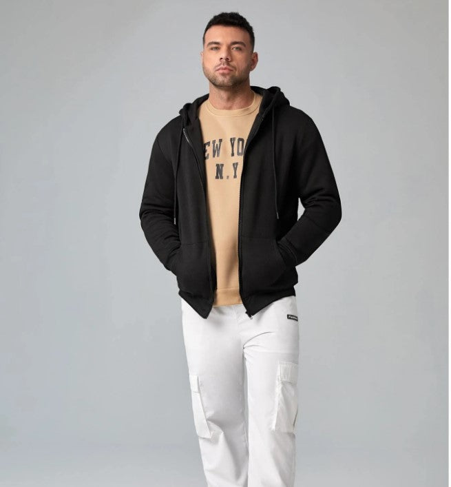 Men's Zip Up Hoodie Drawstring