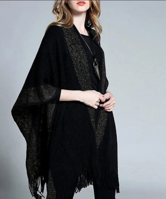 Womens Poncho with Fringes